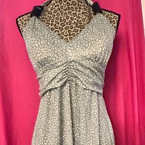 Soft green Leopard Print Halter Dress